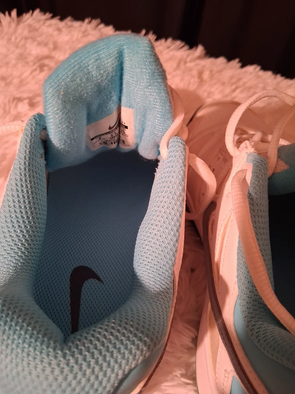 Nike White & Teal Vapor Advantage Athletic Shoes